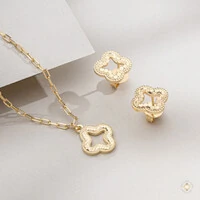 Conjunto Trevo Vazado Diamantado