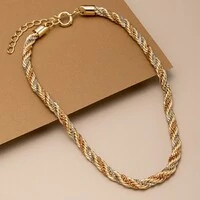 Colar Grosso Malha Torcida Três Ouros