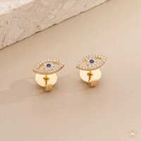 Brinco Olho Grego Vazado com Zircônias