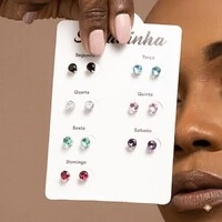 Cartela Brincos Ponto de Luz Semaninha Colorida