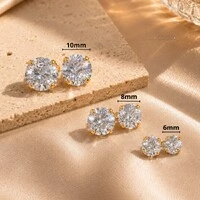 Trio de Brincos Solitário com Zircônia 4 Garras