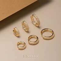 Trio de Argolas Duas Fileiras Cravejadas