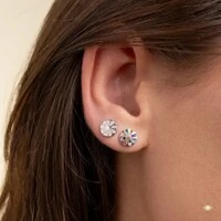 Kit Brincos Redondos Cravejados Duo Colors