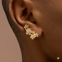 Earcuff Flores Cravejadas