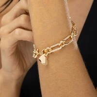 Pulseira de Elos com Pingente de Coração Liso