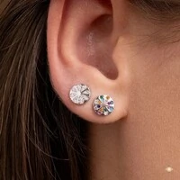 Kit Brincos Redondos Cravejados Duo Colors