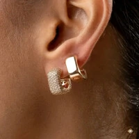 Dupla de Argolas Quadradas Lisa + Cravejada