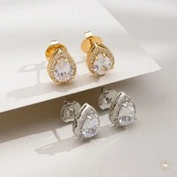 Brinco Gota com Zircônia Cristal e Cravação