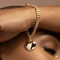 Pulseira Corrente com Coração Liso