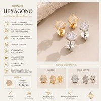Brinco Hexágono Cravejado