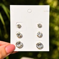 Trio de Brincos Solitário com Zircônia 4 Garras