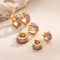 Trio de Argolas Cravejadas com Zircônias Coloridas