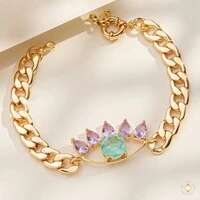 Pulseira Olho Grego Pedras Ametista e Verde Turmalina