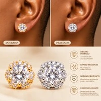 Brinco Flor de Zircônias Cravejadas
