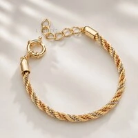 Pulseira Malha Torcida Três Tons de Ouro