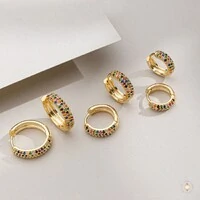 Trio de Argolas com Zircônias Coloridas