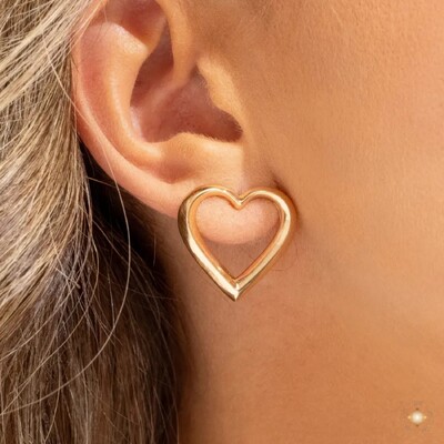 Foto Brinco Coração Liso Vazado