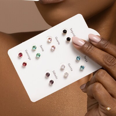 FotoCartela Brincos Ponto de Luz Semaninha Colorida