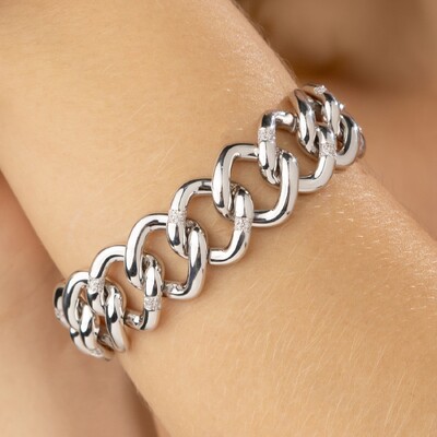 Foto Pulseira Elos Lisos com Zircônias