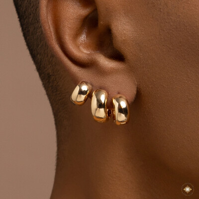 FotoTrio de Argolas Lisas Abauladas