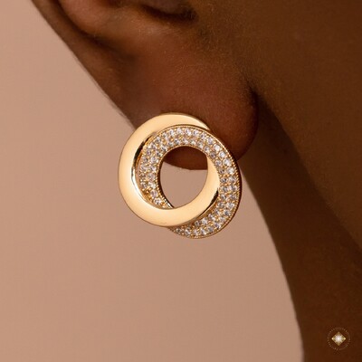 Foto Brinco Elos Entrelaçados Liso e Cravejado