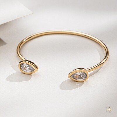 Foto Bracelete Aberto Gotas de Zircônia