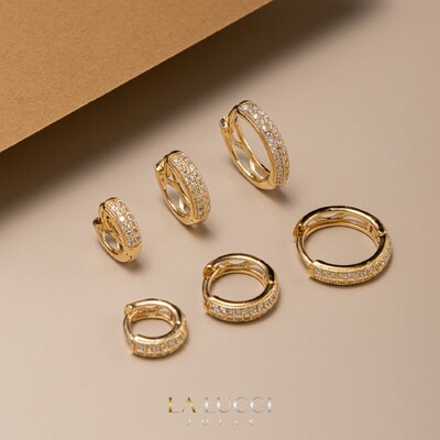 FotoTrio de Argolas Duas Fileiras Cravejadas