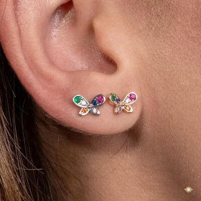 Foto Dupla de Brincos Borboletinha Colorida