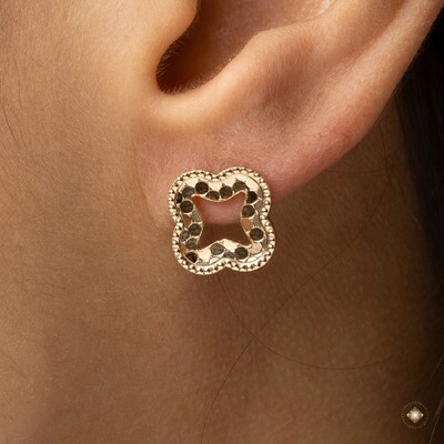 Foto Brinco Trevo Diamantado Vazado