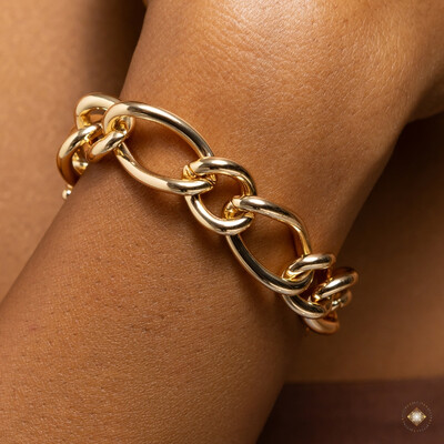 Foto Pulseira Elos Lisos Intercalados