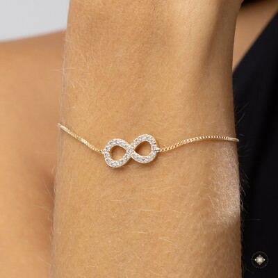 Foto Pulseira Infinito Cravejada Regulável