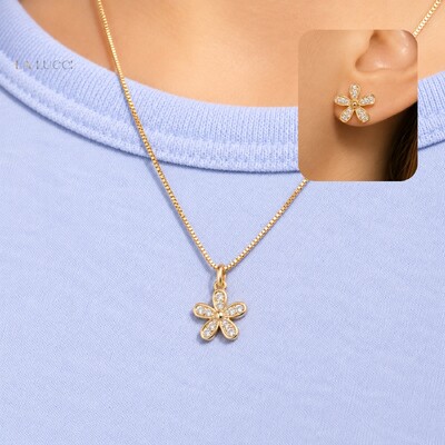Foto Conjunto Infantil Flor Cravejada com Zircônias