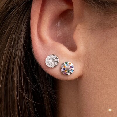 Foto Kit Brincos Redondos Cravejados Duo Colors