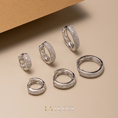 FotoTrio de Argolas Duas Fileiras Cravejadas