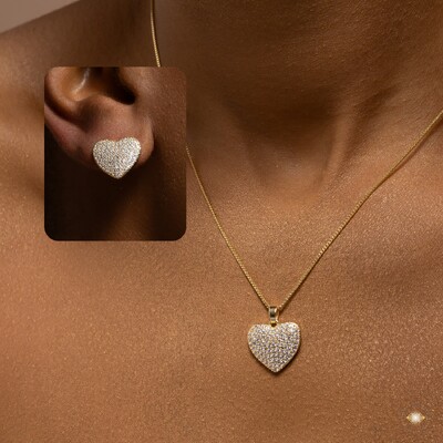 Foto Conjunto Coração Cravejado