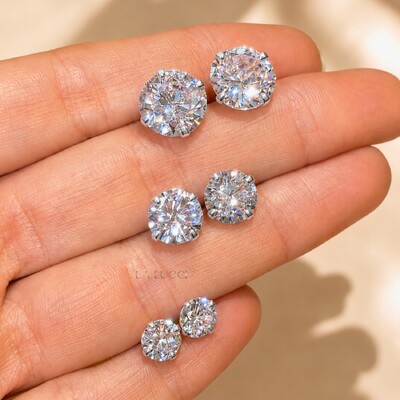 Foto Trio de Brincos Solitário com Zircônia 4 Garras
