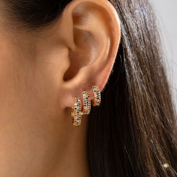 Trio de Argolas com Zircônias Coloridas