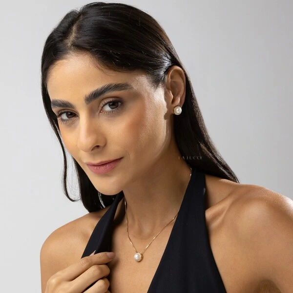 Conjunto de Pérola com Zircônias
