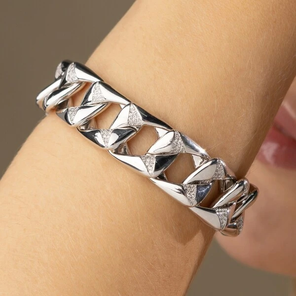 Pulseira Elos Quadrados com Zircônias
