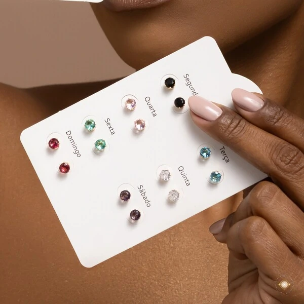 Cartela Brincos Ponto de Luz Semaninha Colorida