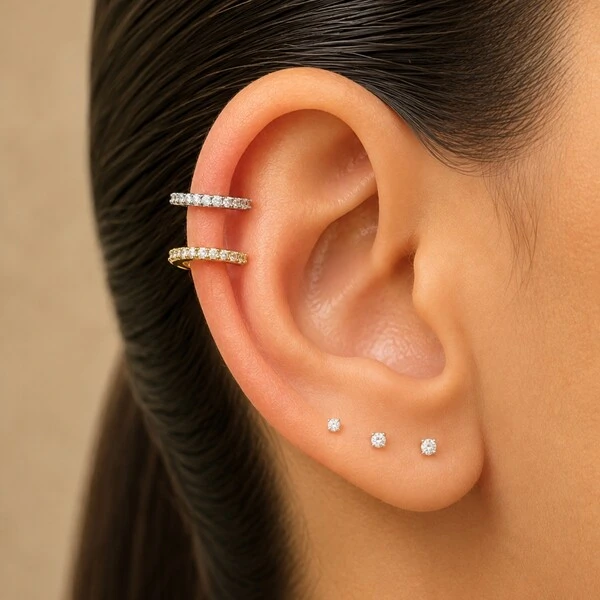 Piercing Fake Delicado Cravejado com Zircônias