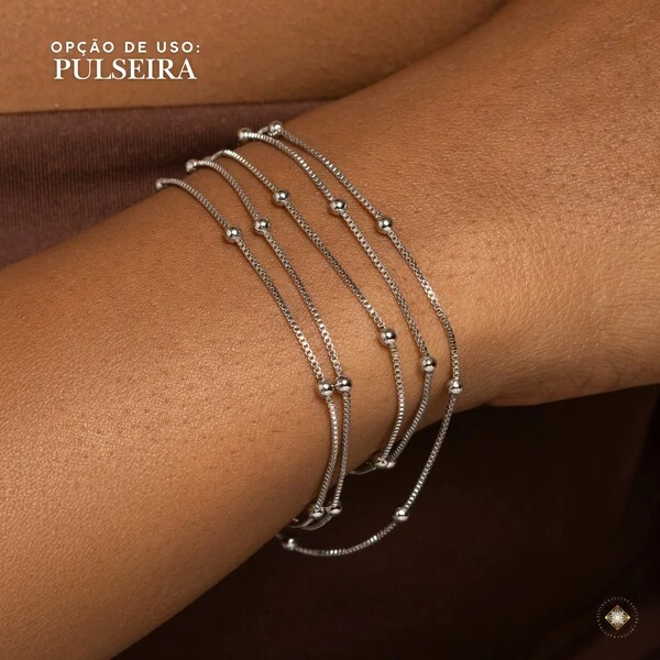 Colar Longo com Bolinhas - 3 em 1