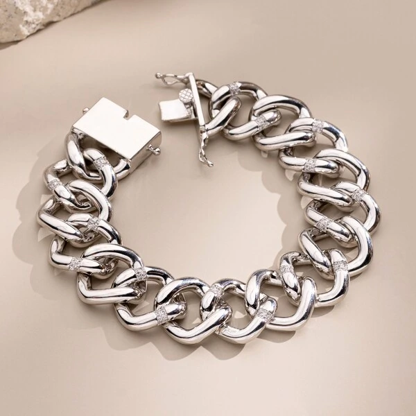 Pulseira Elos Lisos com Zircônias