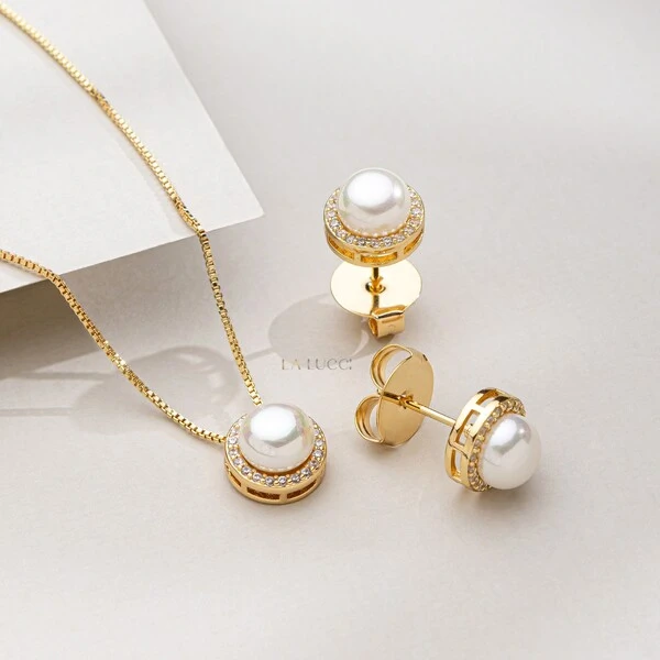 Conjunto de Pérola com Zircônias