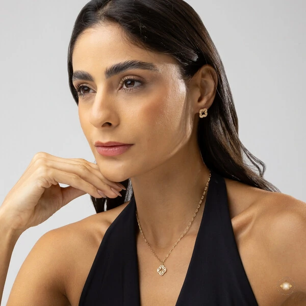 Conjunto Trevo Vazado Diamantado