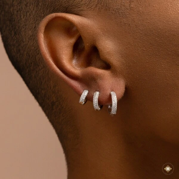 Trio de Argolas Duas Fileiras Cravejadas