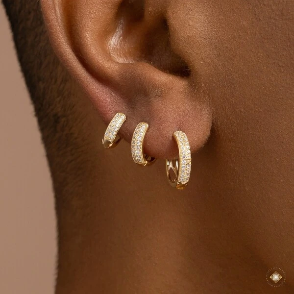 Trio de Argolas Duas Fileiras Cravejadas