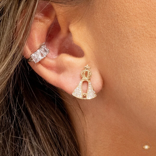 Brinco Nossa Senhora Aparecida Cravejado