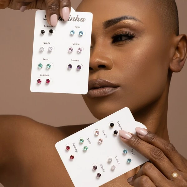 Cartela Brincos Ponto de Luz Semaninha Colorida