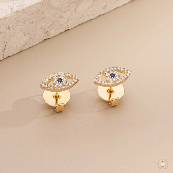 Brinco Olho Grego Vazado com Zircônias